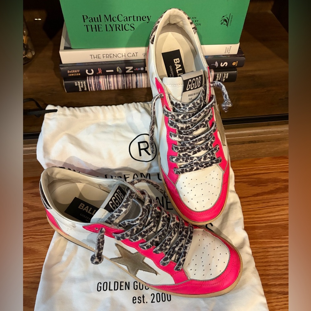 Golden Goose Women's Hot Pink and White Ball Star Sneakers